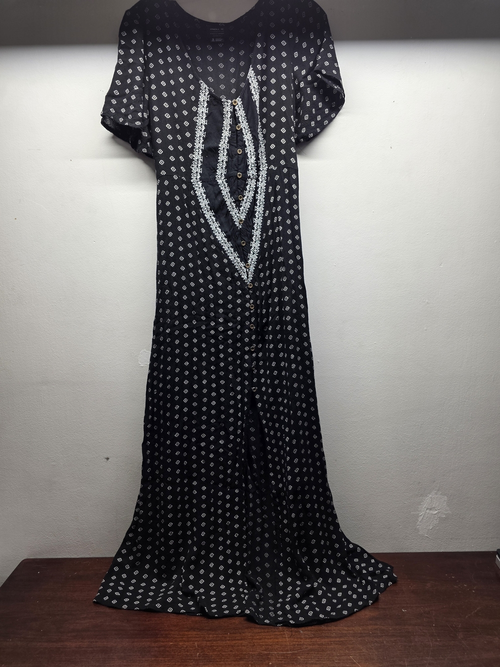 O'Neill Black Printed Button-Front Maxi Dress